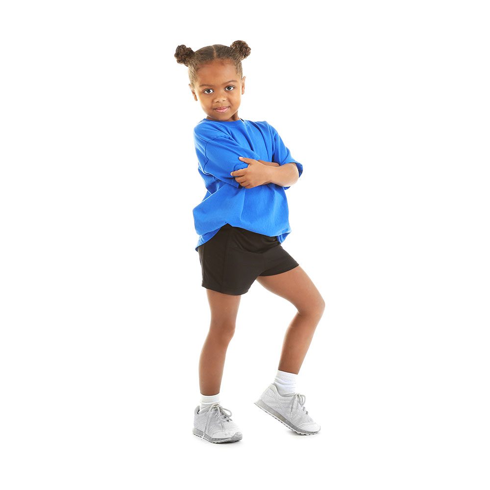 A young girl ready to do some dancing.